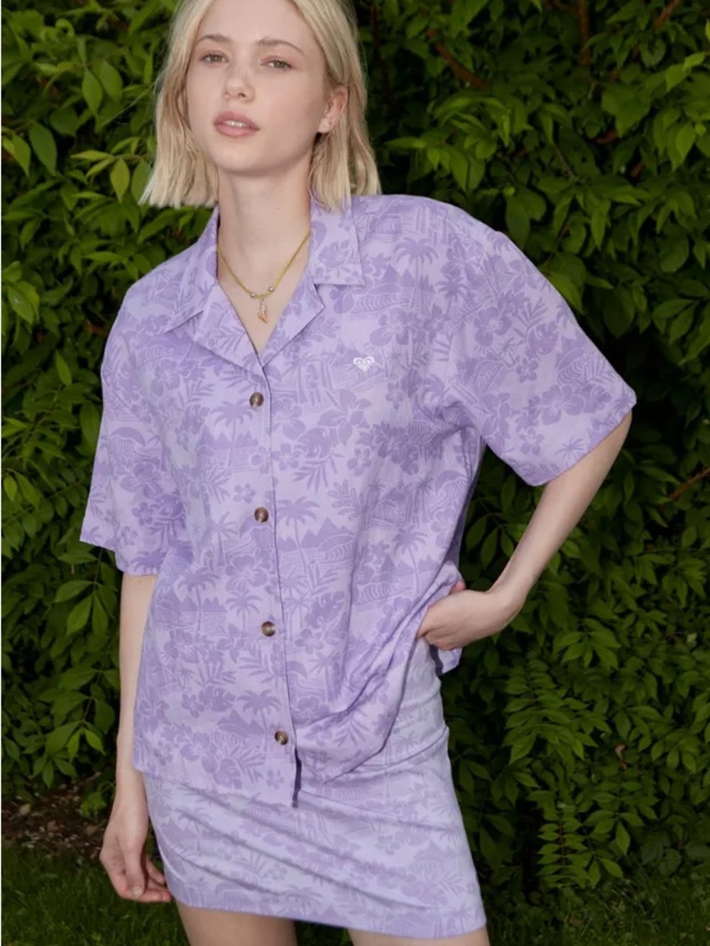 Roxy X Kate Bosworth Surf.Kind.Kate Linen Printed Button-Down Shirt Size M